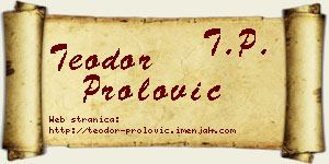 Teodor Prolović vizit kartica